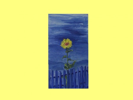 Za plotom - olej,sololit - 23x41 - 10 € 